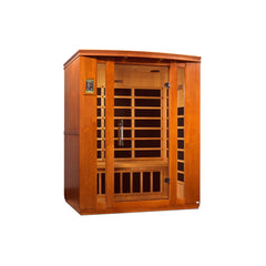 Dynamic Bellagio 3 person Low EMF infrared sauna front view with the interior visible