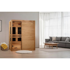 Dynamic Toscana 3 person Low EMF infrared sauna front view with the interior visible