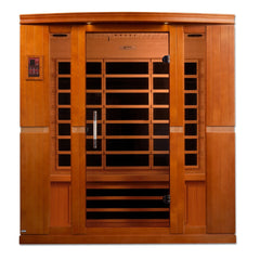 Dynamic Bergamo 4 person Low EMF infrared sauna front view with the interior visible