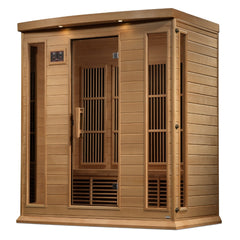Maxxus MX-K406-01-ZF 4 person Near Zero EMF infrared sauna photographed from a three-quarter angle