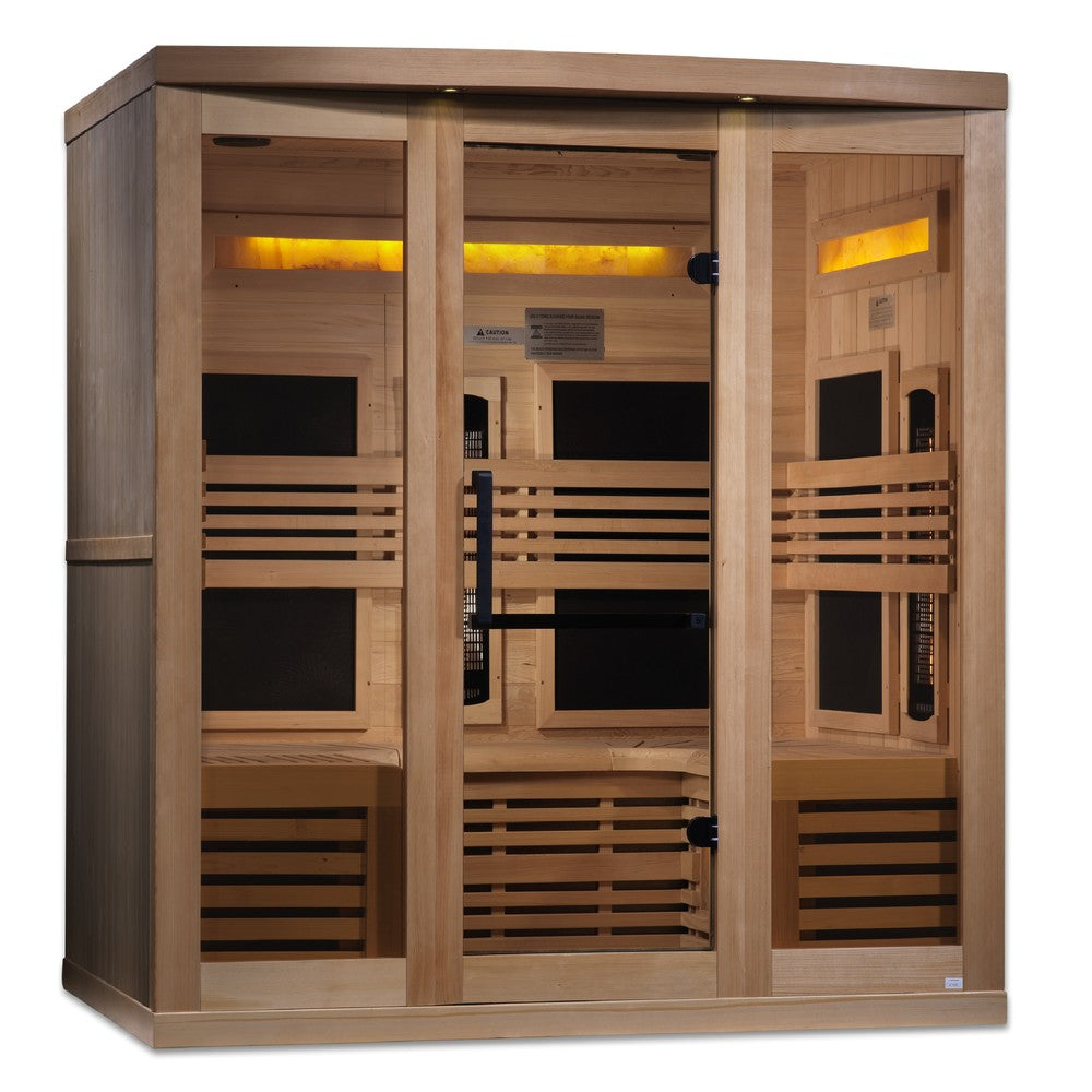 Golden Designs GDI-8260-01 6 person full spectrum infrared sauna front view with the interior visible