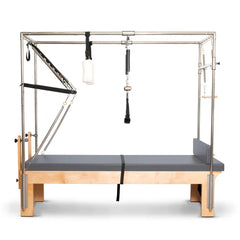 Elina Pilates Cadillac Reformer in grey with padded table configuration