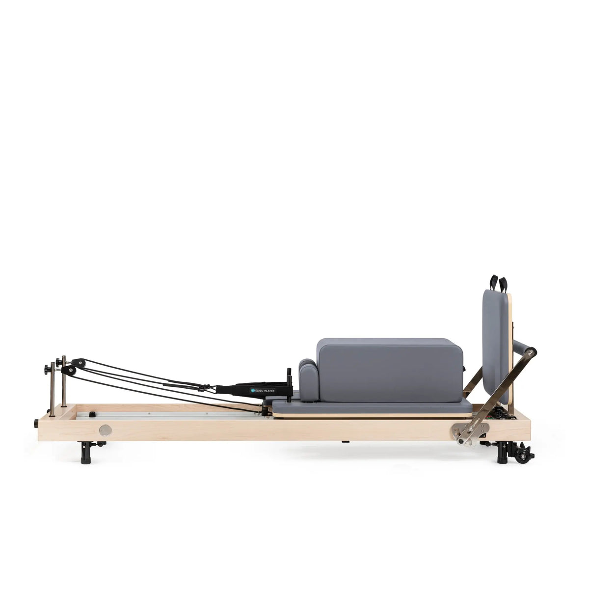 Elina Pilates Vertical Reformer in grey with sitting box