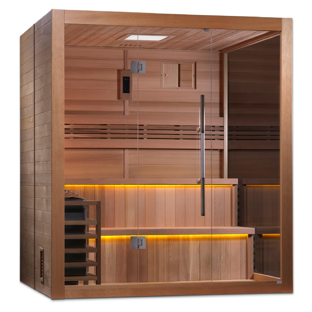 Golden Designs Kuusamo 6 Person Traditional Sauna left side angled view