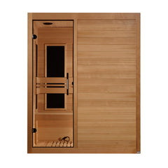 Maxxus S-Line Yoga 3 person Ultra Low EMF infrared sauna front view with the interior visible