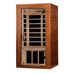 Dynamic Avila 1 person Low EMF infrared sauna photographed against a plain background
