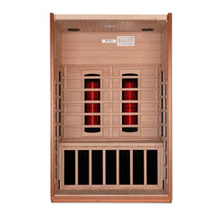 Dynamic Cardoba 2 person Low EMF infrared sauna photographed against a plain background