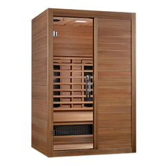 Maxxus S-Line Yoga 2 person full spectrum infrared sauna photographed against a plain background