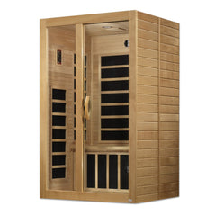 Dynamic Santiago 2 person Low EMF infrared sauna photographed against a plain background