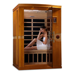 Dynamic Venice 2 person Low EMF infrared sauna photographed against a plain background