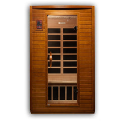 Dynamic Versailles 2 person Low EMF infrared sauna photographed against a plain background