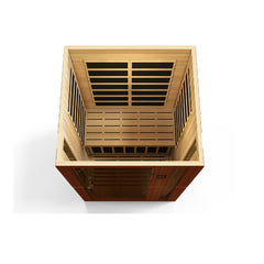 Dynamic Vittoria 2 person Low EMF infrared sauna photographed against a plain background