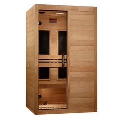 Maxxus S-Line Yoga 2 person Low EMF infrared sauna photographed against a plain background