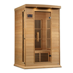 Maxxus MX-K206-01-ZF 2 person Near Zero EMF infrared sauna photographed against a plain background