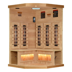 Golden Designs GDI-8035-03 3 person corner full spectrum infrared sauna photographed against a plain background