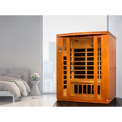 Dynamic Bellagio 3 person Low EMF infrared sauna photographed against a plain background