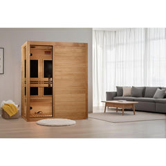 Dynamic Toscana 3 person Low EMF infrared sauna photographed against a plain background