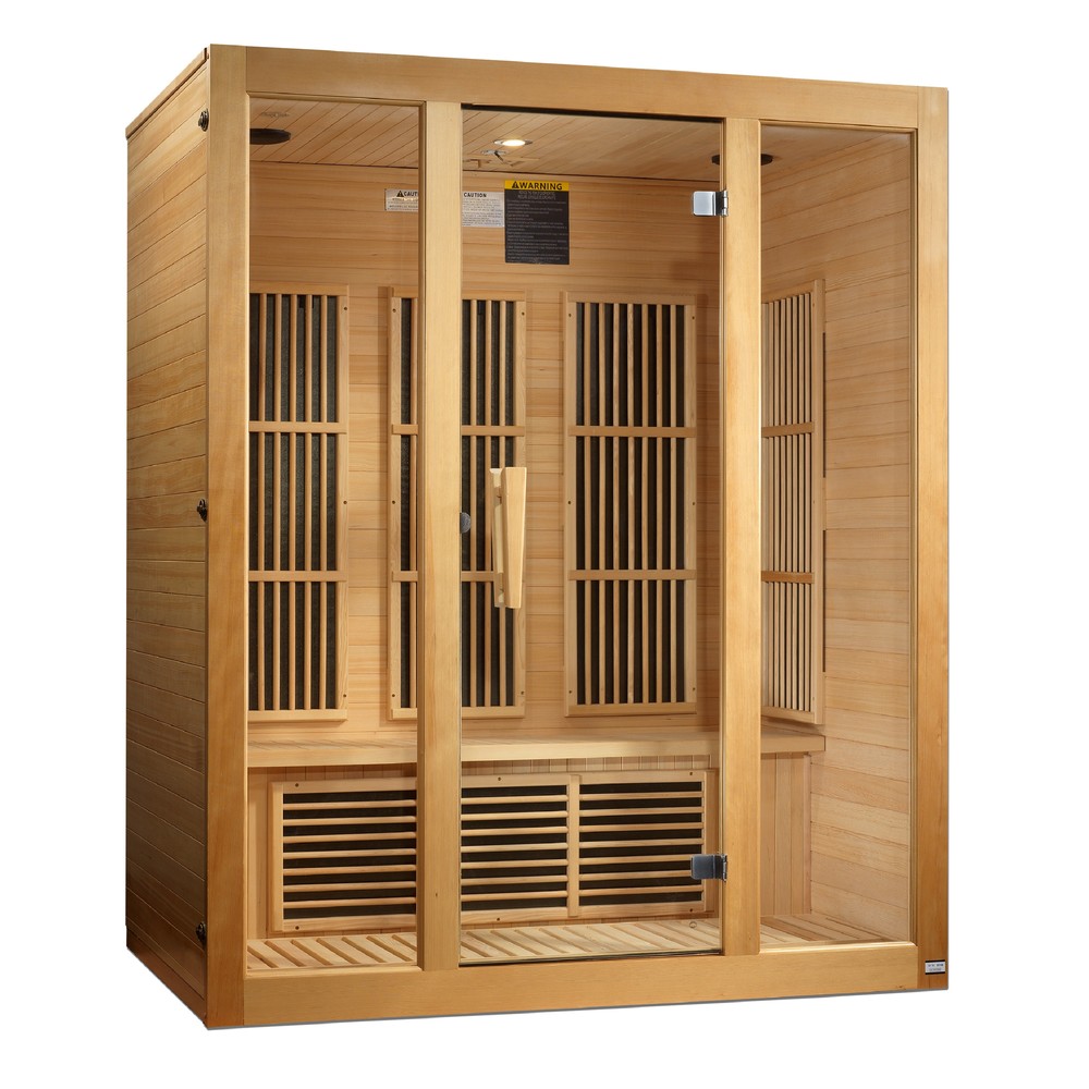 Maxxus Bellevue 3 person Low EMF infrared sauna photographed against a plain background
