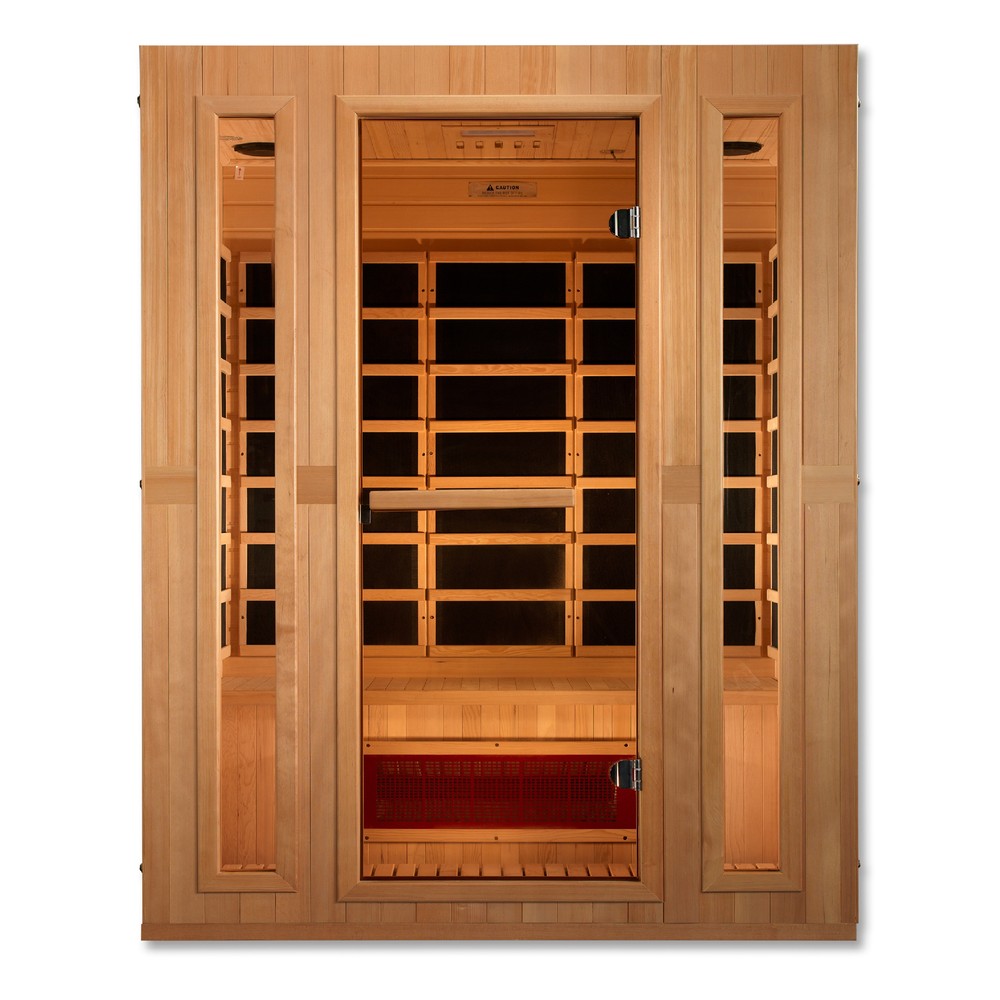 Maxxus Trinity 3 person Low EMF infrared sauna photographed against a plain background