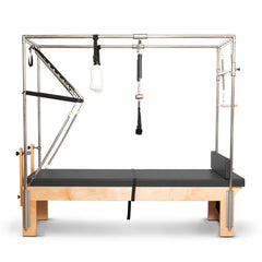 Elina Pilates Cadillac Reformer in black with padded table configuration