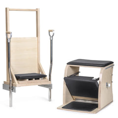 Black Elina Pilates Combination Wunda and Electric Chair shown as its two components
