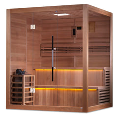 Golden Designs Kuusamo 6 Person Traditional Sauna right side angled view