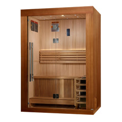 Golden Designs Sundsvall 2 Person Traditional Sauna traditional sauna photographed from a three quarter angle