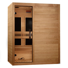 Maxxus S-Line Yoga 3 person Ultra Low EMF infrared sauna photographed against a plain background
