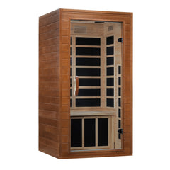 Dynamic Avila 1 person Low EMF infrared sauna photographed against a plain background