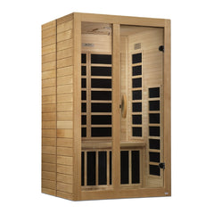 Dynamic Santiago 2 person Low EMF infrared sauna photographed against a plain background
