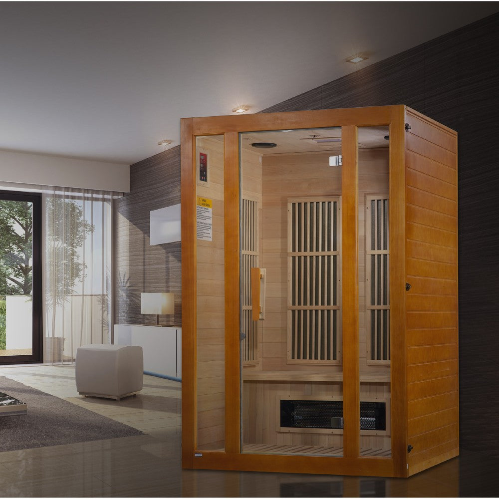 Maxxus Aspen 2 person Low EMF infrared sauna photographed against a plain background