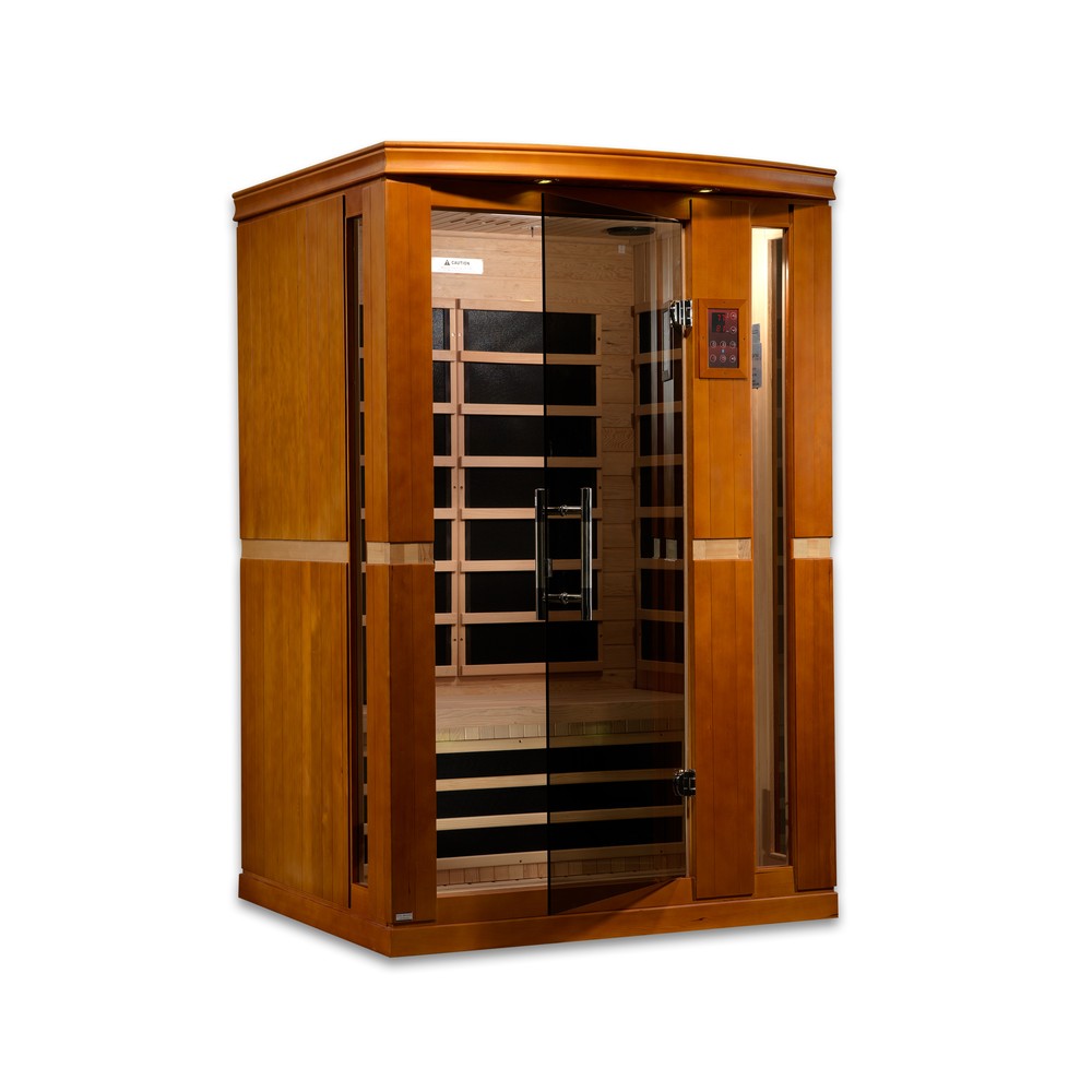 Dynamic Vittoria Elite 2 person Ultra Low EMF infrared sauna photographed against a plain background