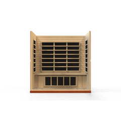 Dynamic Bergamo Elite 4 person Ultra Low EMF infrared sauna photographed against a plain background