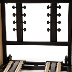 Close view of the spring anchoring system on the Elina Pilates steel base Combo Chair