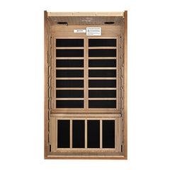Dynamic Avila Elite 1 person Ultra Low EMF infrared sauna photographed against a plain background
