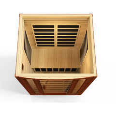 Dynamic San Marino 2 person Low EMF infrared sauna photographed against a plain background