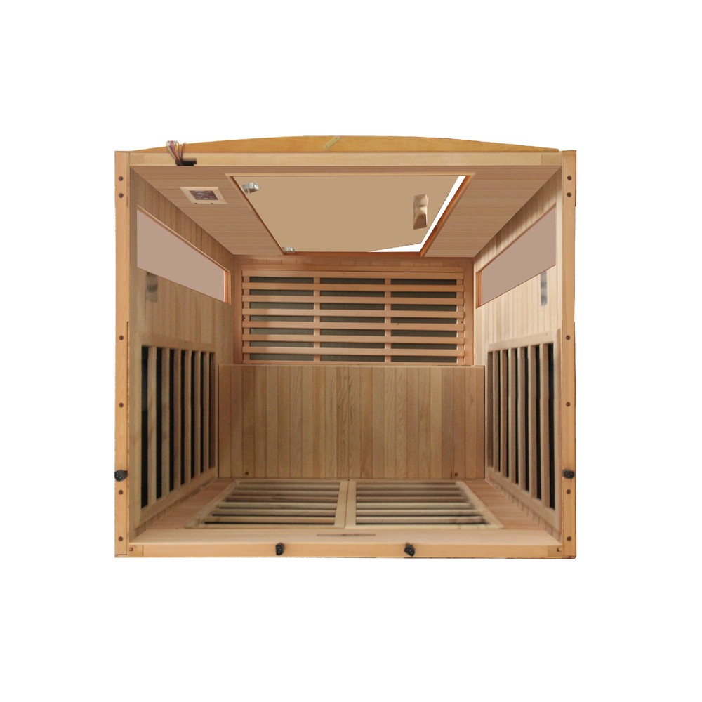 Dynamic Versailles 2 person Low EMF infrared sauna photographed against a plain background