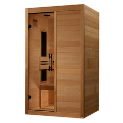 Maxxus S-Line Yoga 2 person Low EMF infrared sauna photographed against a plain background