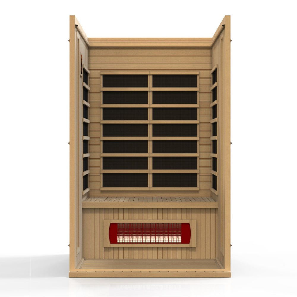 Maxxus Serenity 2 person Low EMF infrared sauna photographed against a plain background