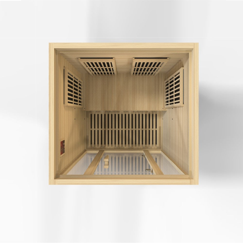 Maxxus Seattle 2 person Near Zero EMF infrared sauna photographed against a plain background