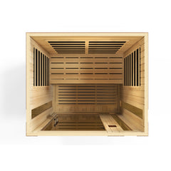 Dynamic Vittoria Elite 2 person Ultra Low EMF infrared sauna photographed against a plain background