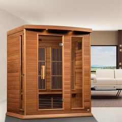 Maxxus MX-K306-01 CED 3 person red cedar Low EMF infrared sauna photographed in a room