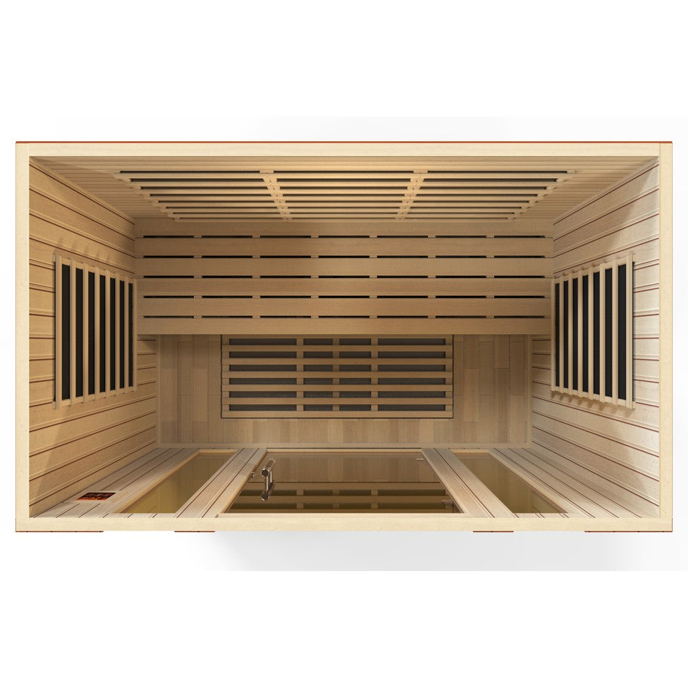 Dynamic Bergamo Elite 4 person Ultra Low EMF infrared sauna photographed against a plain background