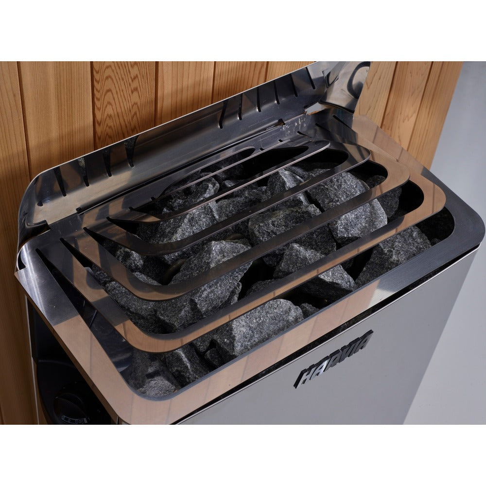 Golden Designs Andermatt 3 Person Traditional Sauna Harvia wall stove built in control dial detail
