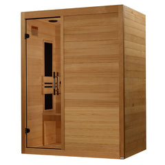 Maxxus S-Line Yoga 3 person Ultra Low EMF infrared sauna photographed against a plain background