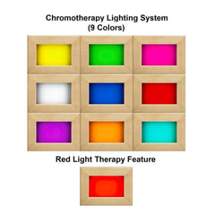 Dynamic Martin 1 person Low EMF infrared sauna chromotherapy lighting colour chart
