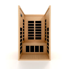 Dynamic Gracia 1 person Low EMF infrared sauna photographed against a plain background