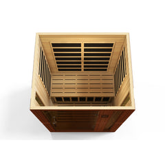 Dynamic Vittoria Elite 2 person Ultra Low EMF infrared sauna photographed against a plain background