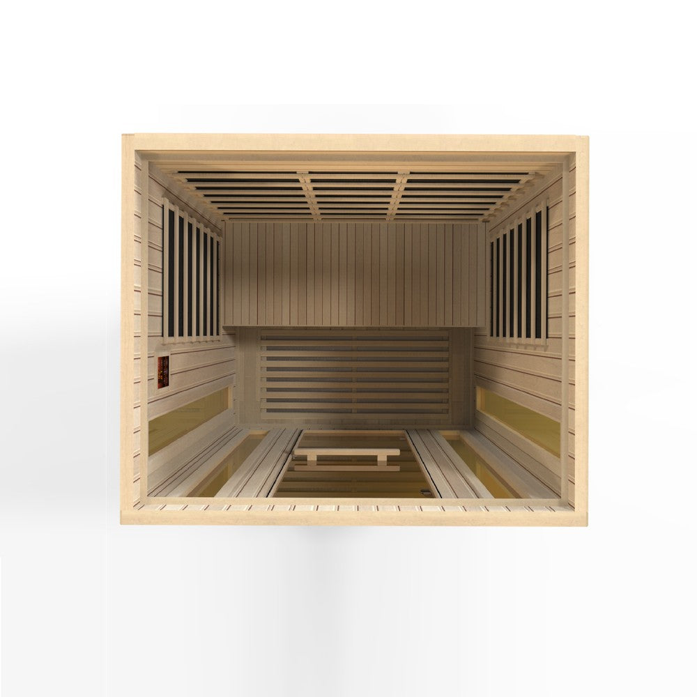 Maxxus Trinity 3 person Low EMF infrared sauna photographed against a plain background