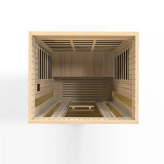 Maxxus Trinity 3 person Low EMF infrared sauna photographed against a plain background